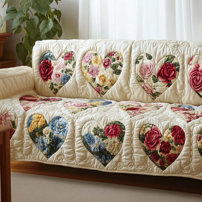 Patchwork Hearts Quilted Sofa Cover GFTOTG1446