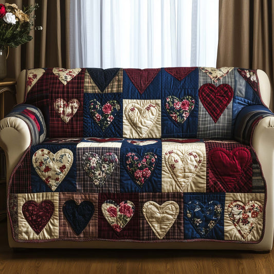 Patchwork Hearts Quilted Sofa Cover GFTOTG1447
