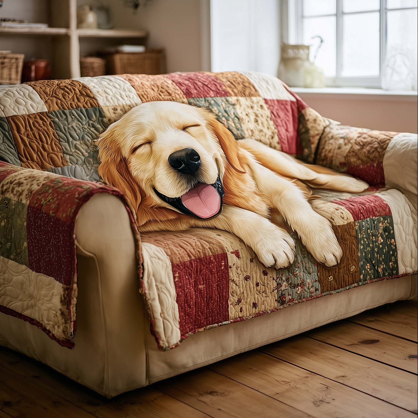 Golden Retriever Quilted Sofa Cover GFTOTG1451