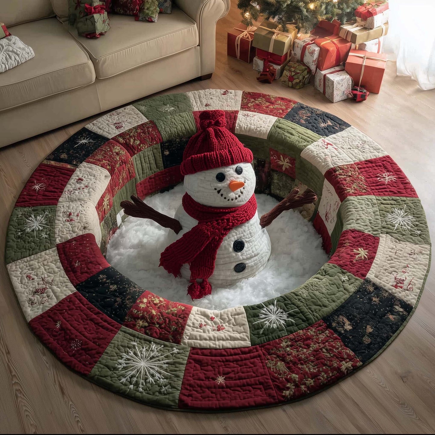 Festive Snowman Quilted Round Mat GFTOTG1470