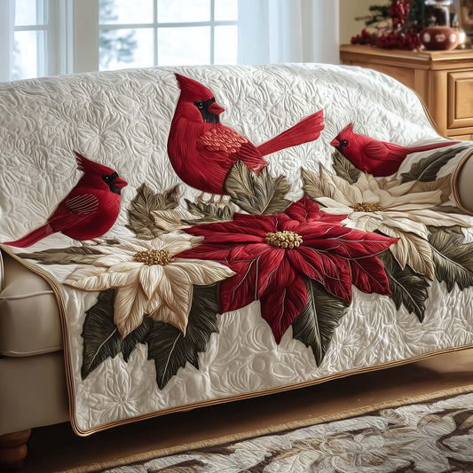Poinsettia Charm Quilted Sofa Cover GFTOTG1478