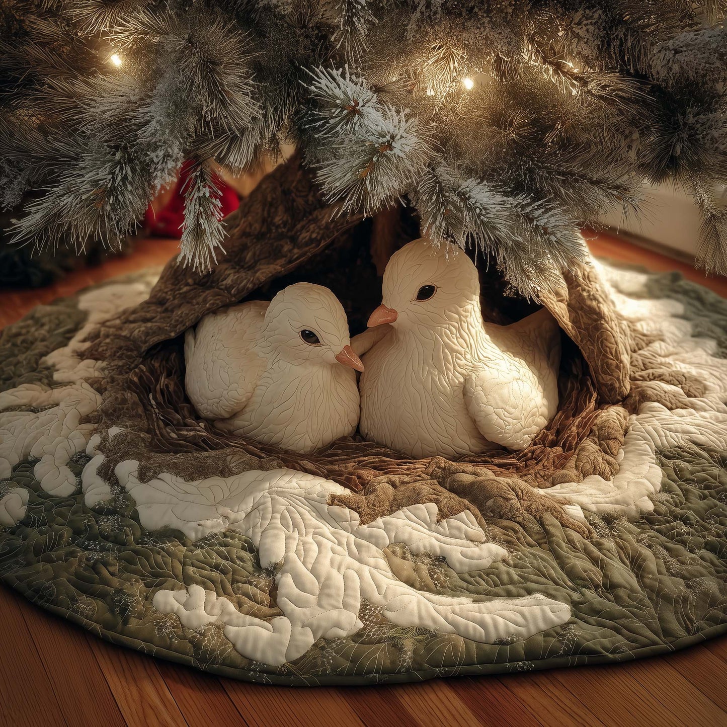 Snow Dove Quilted Tree Skirt GFTOTG1495