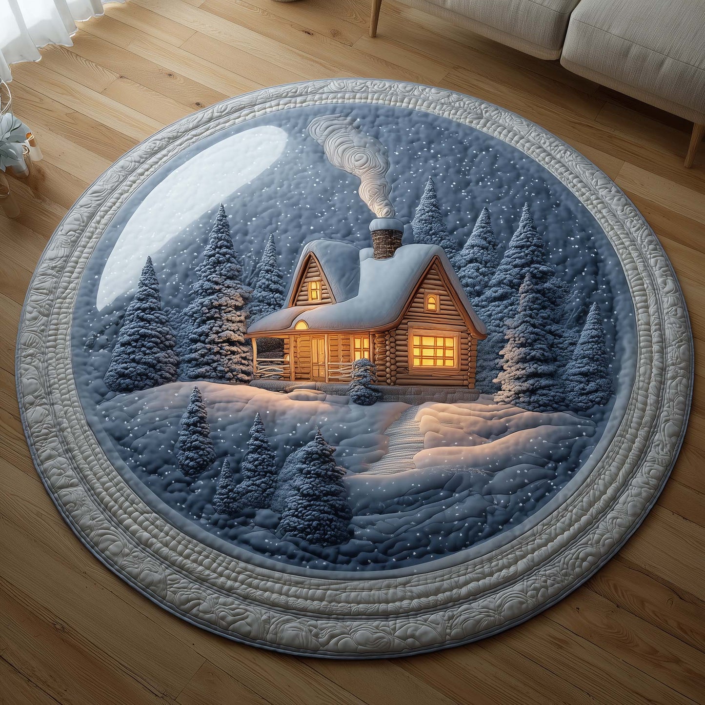 Log Cabin Quilted Round Mat GFTOTG1498