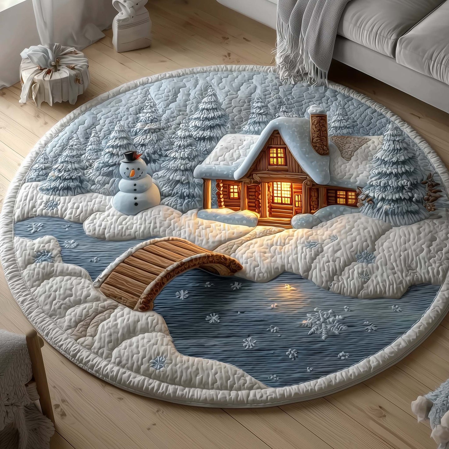 Log Cabin Quilted Round Mat GFTOTG1500