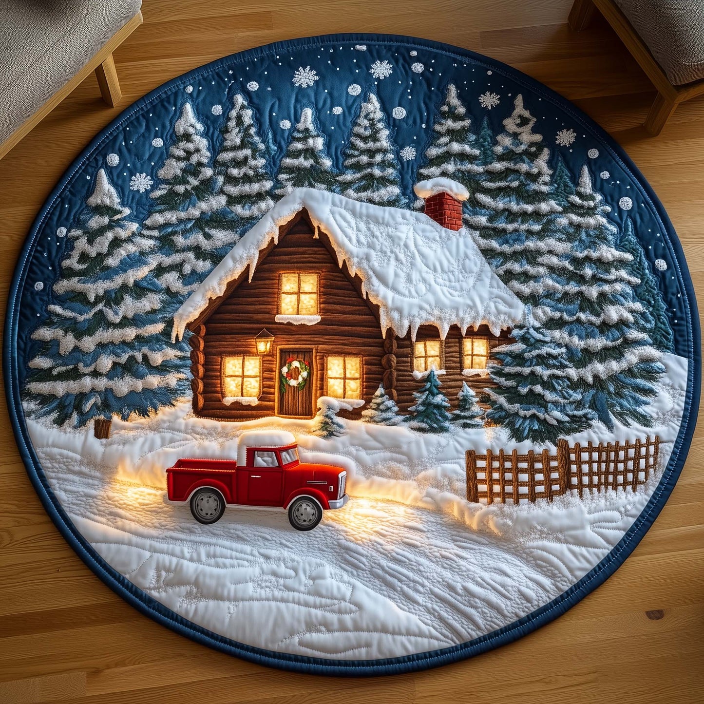 Log Cabin Quilted Round Mat GFTOTG1501