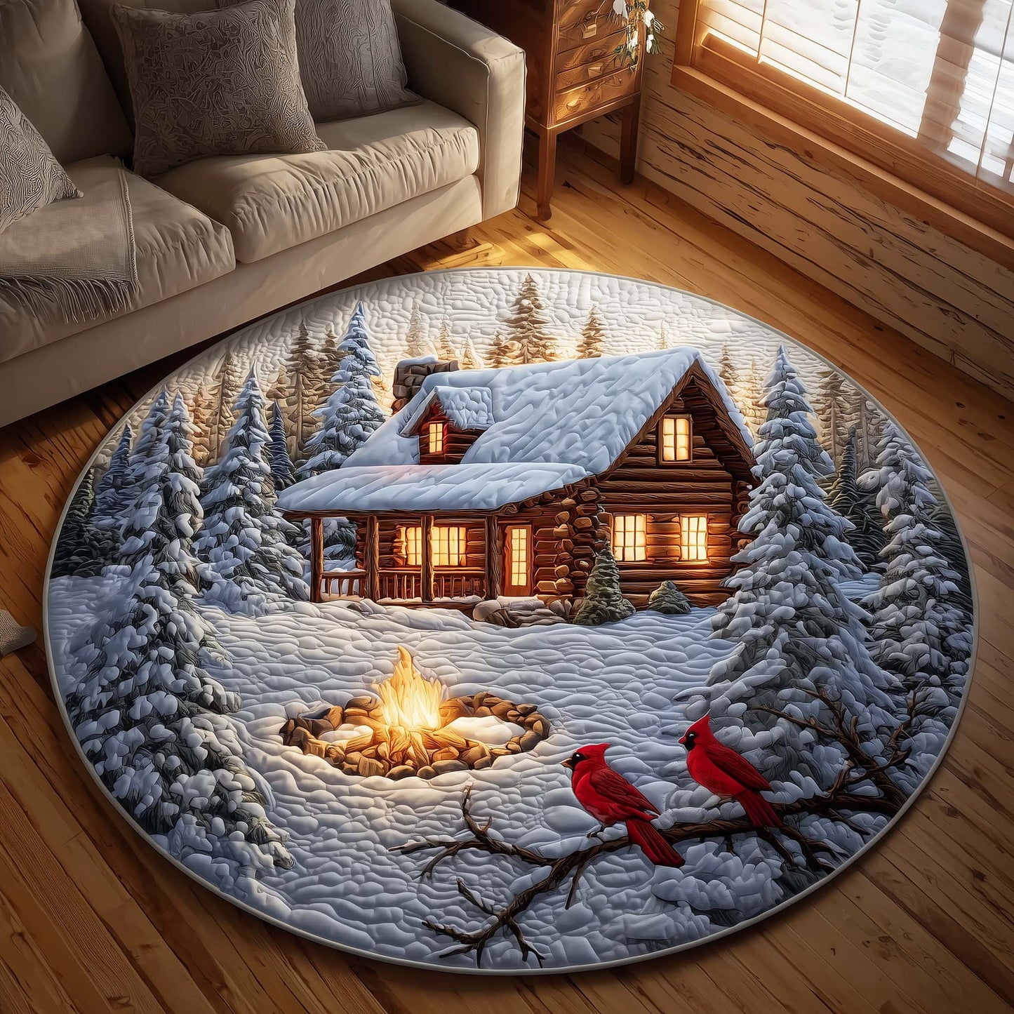 Log Cabin Quilted Round Mat GFTOTG1502