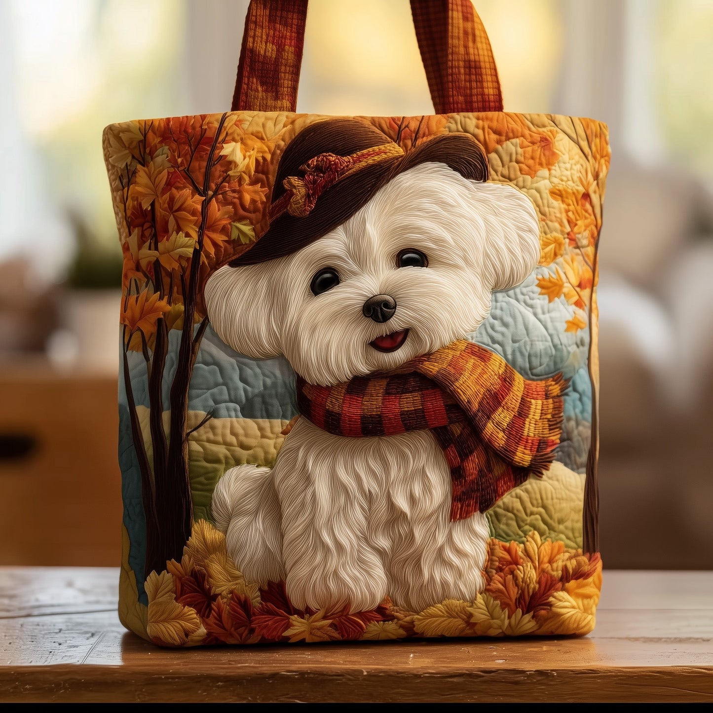 Autumn Bichon Quilted Tote Bag GFTOTG153