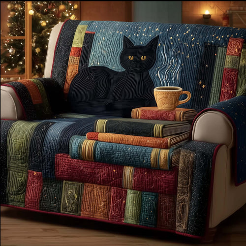 Black Cat Quilted Sofa Cover GFTOTG1531