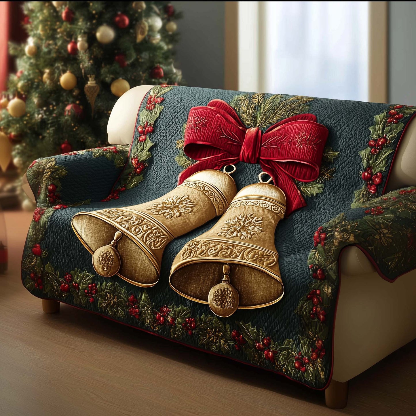 Christmas Bell Quilted Sofa Cover GFTOTG1539