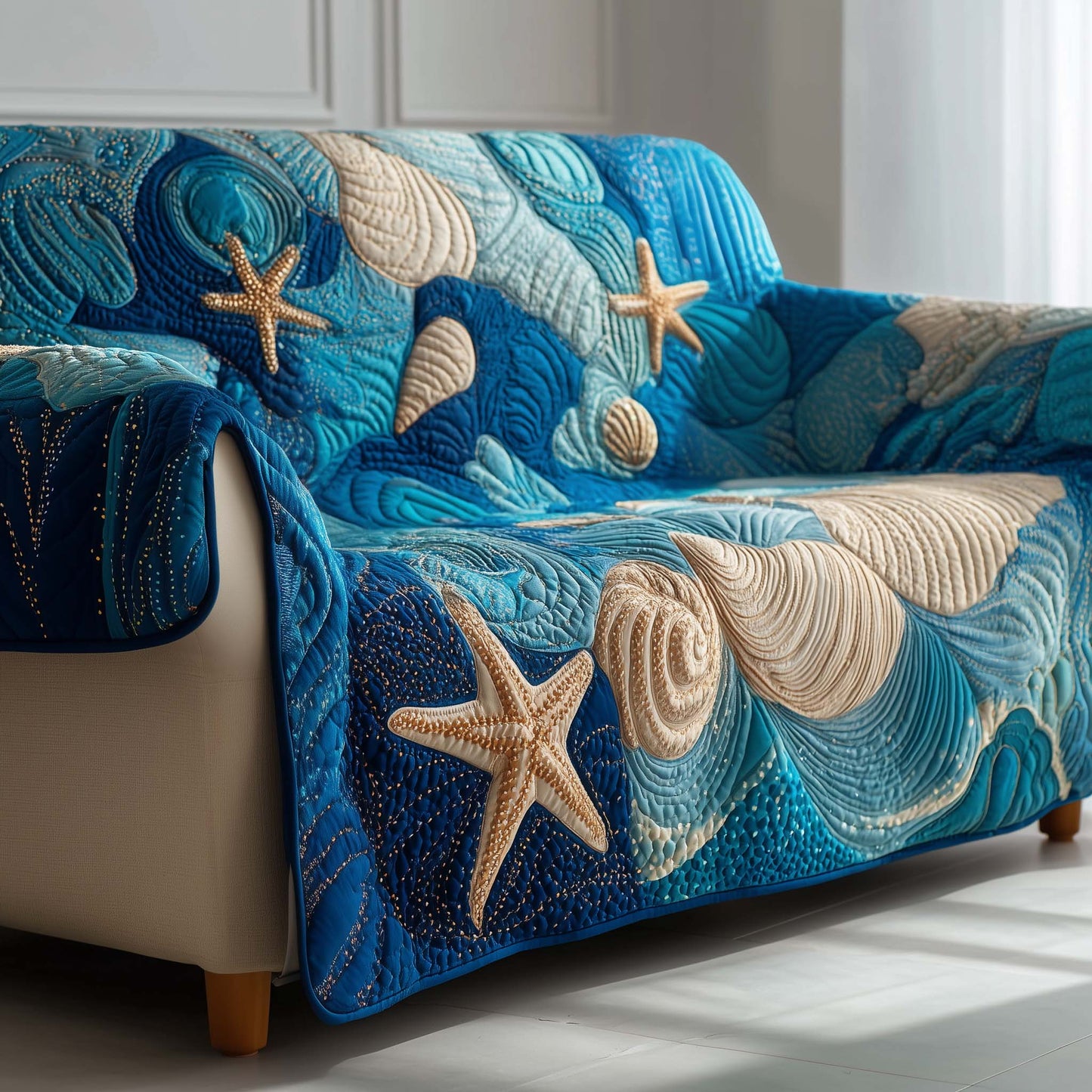 Ocean Whisper Quilted Sofa Cover GFTOTG1563