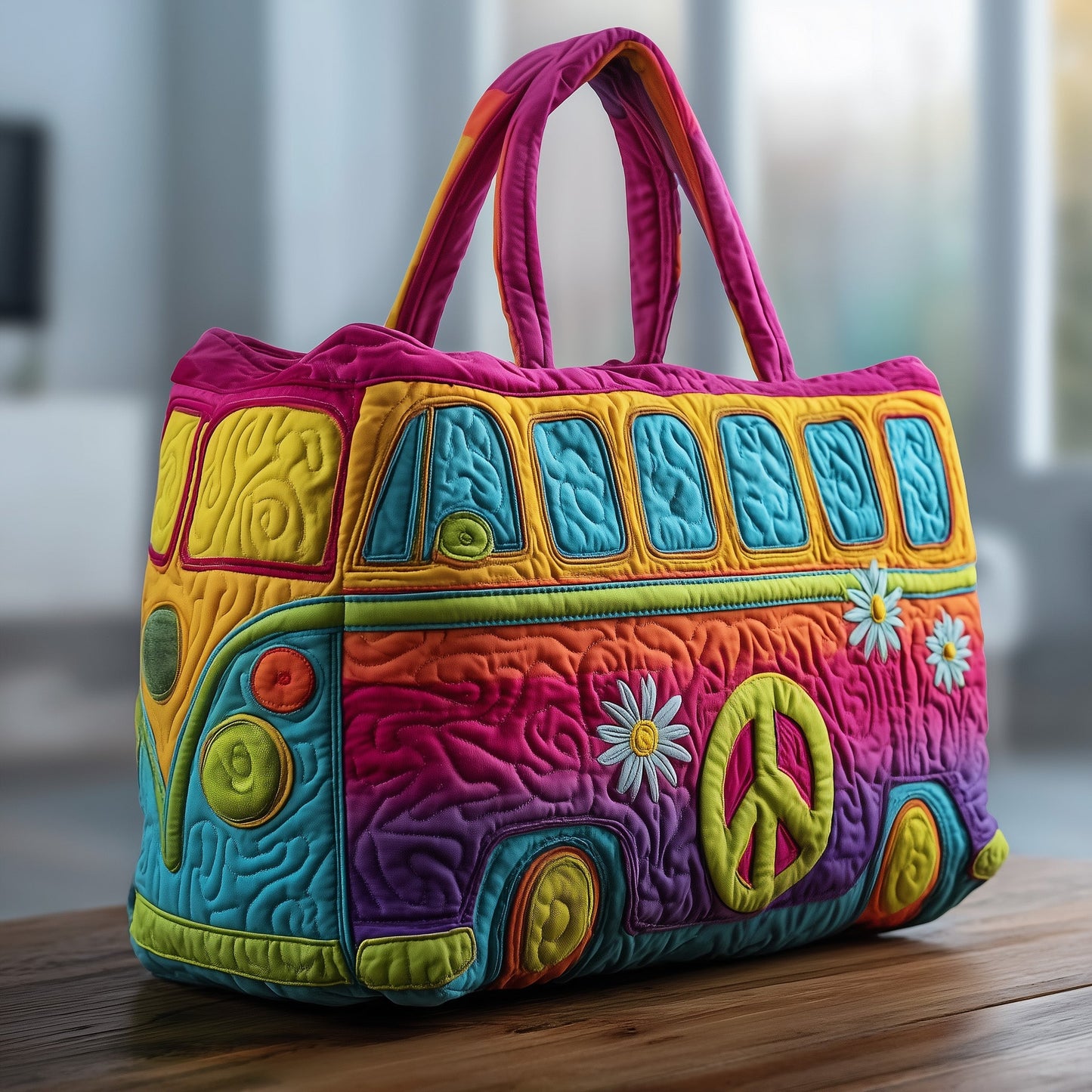 Hippie Van Quilted Tote Bag GFTOTG158
