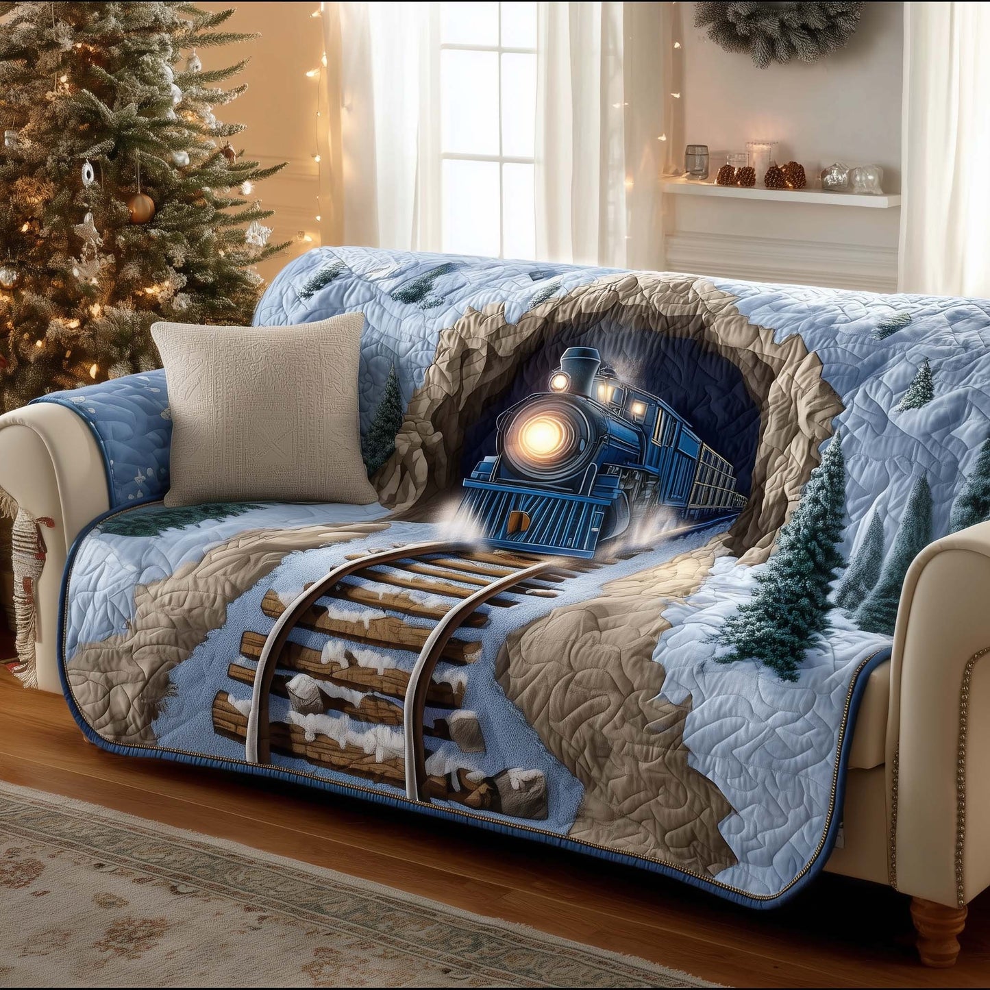 Yuletide Express Quilted Sofa Cover GFTOTG1610