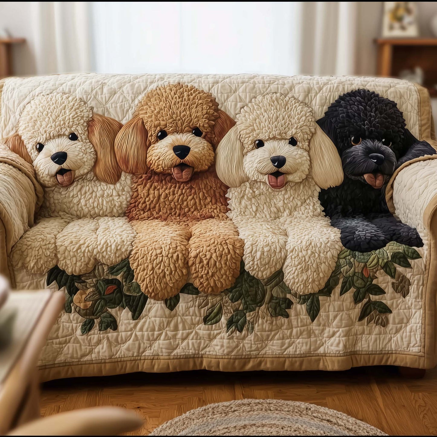 Adorable Poodle Quilted Sofa Cover GFTOTG1613