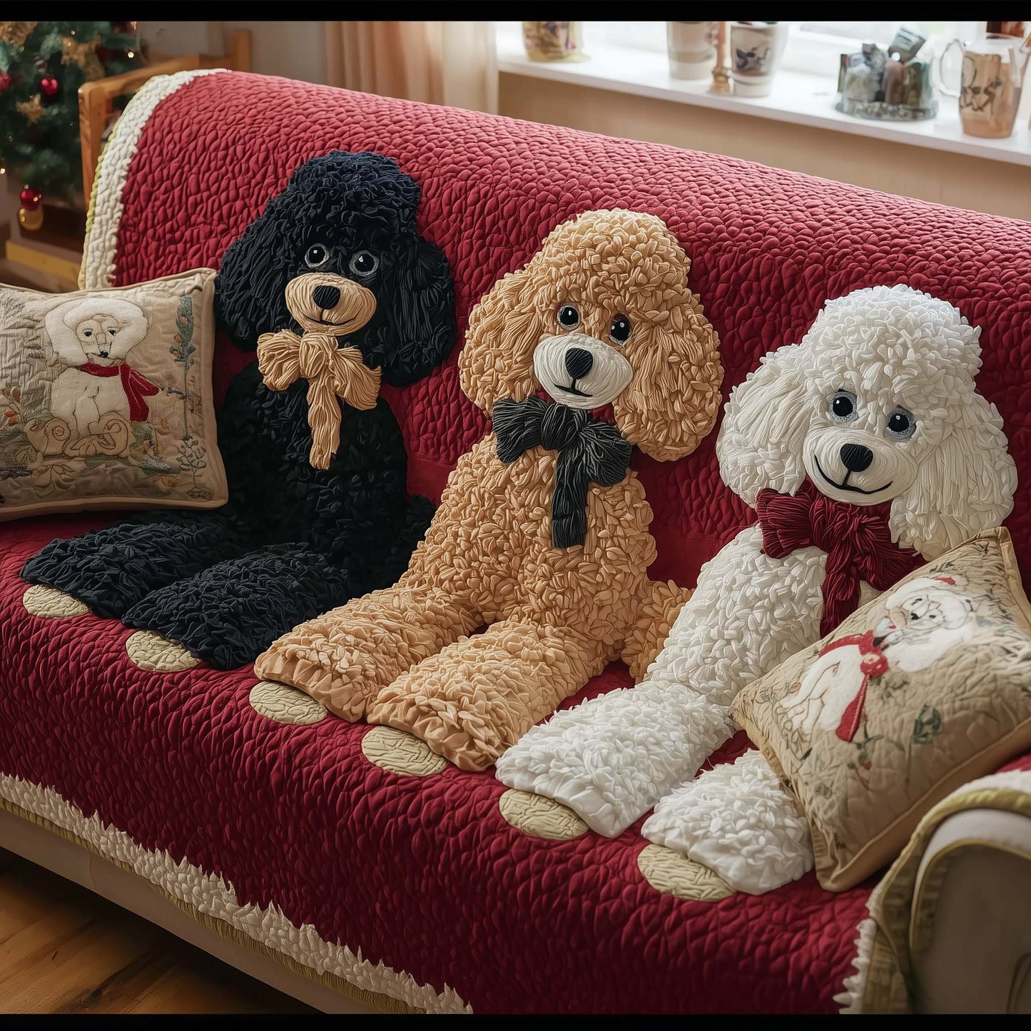 Adorable Poodle Quilted Sofa Cover GFTOTG1615