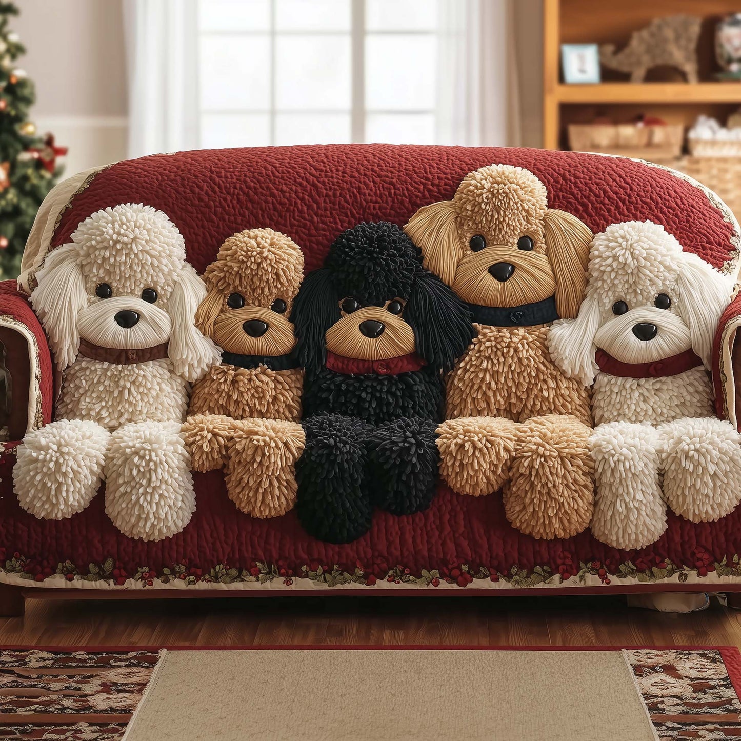 Adorable Poodle Quilted Sofa Cover GFTOTG1616