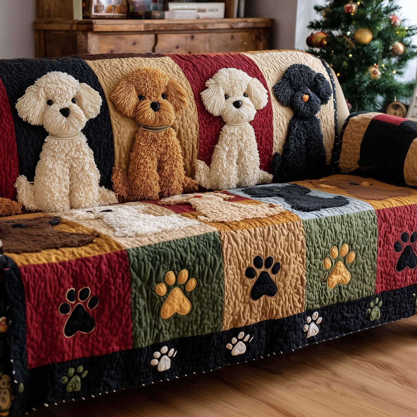 Adorable Poodle Quilted Sofa Cover GFTOTG1618