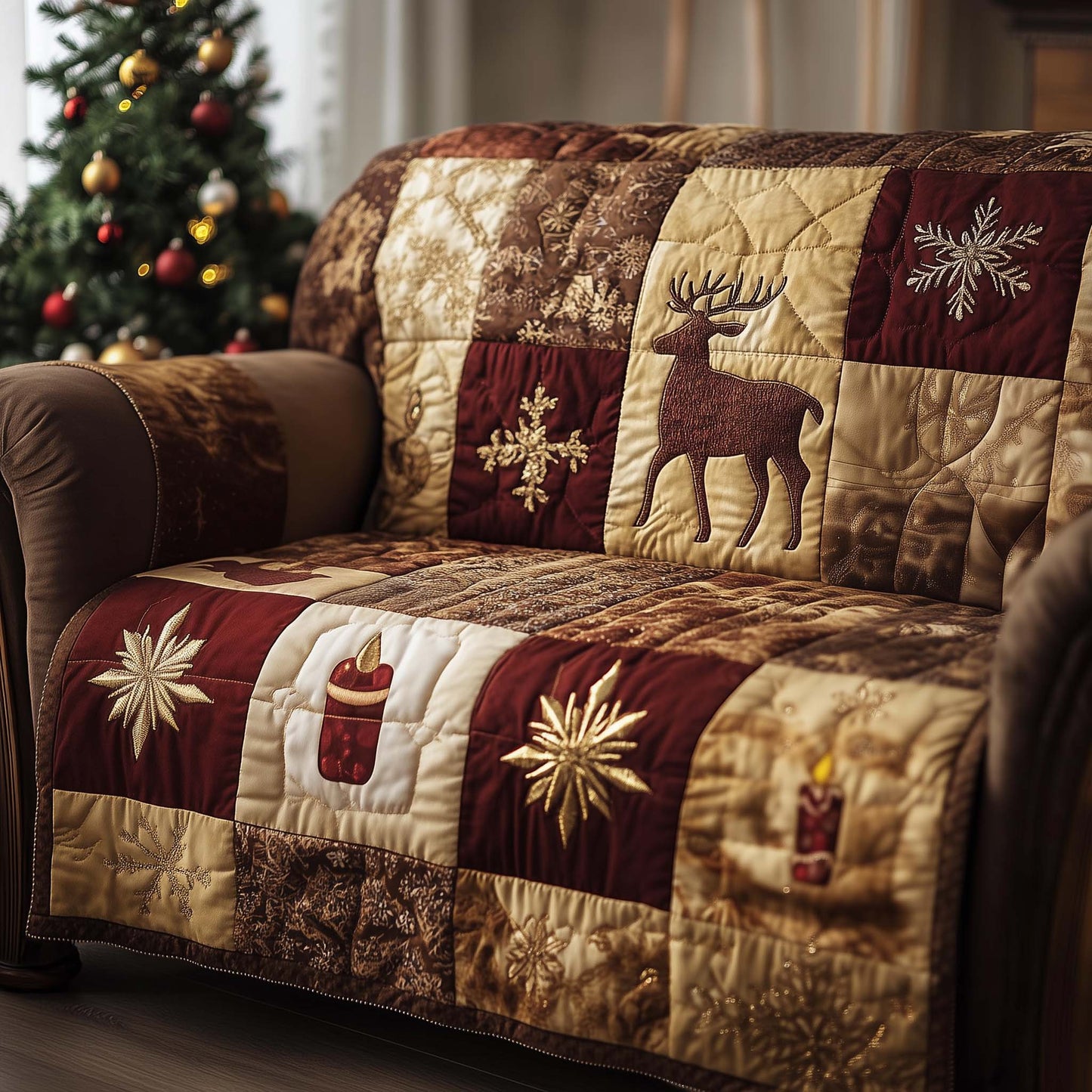 Christmas Patchwork Quilted Sofa Cover GFTOTG1638