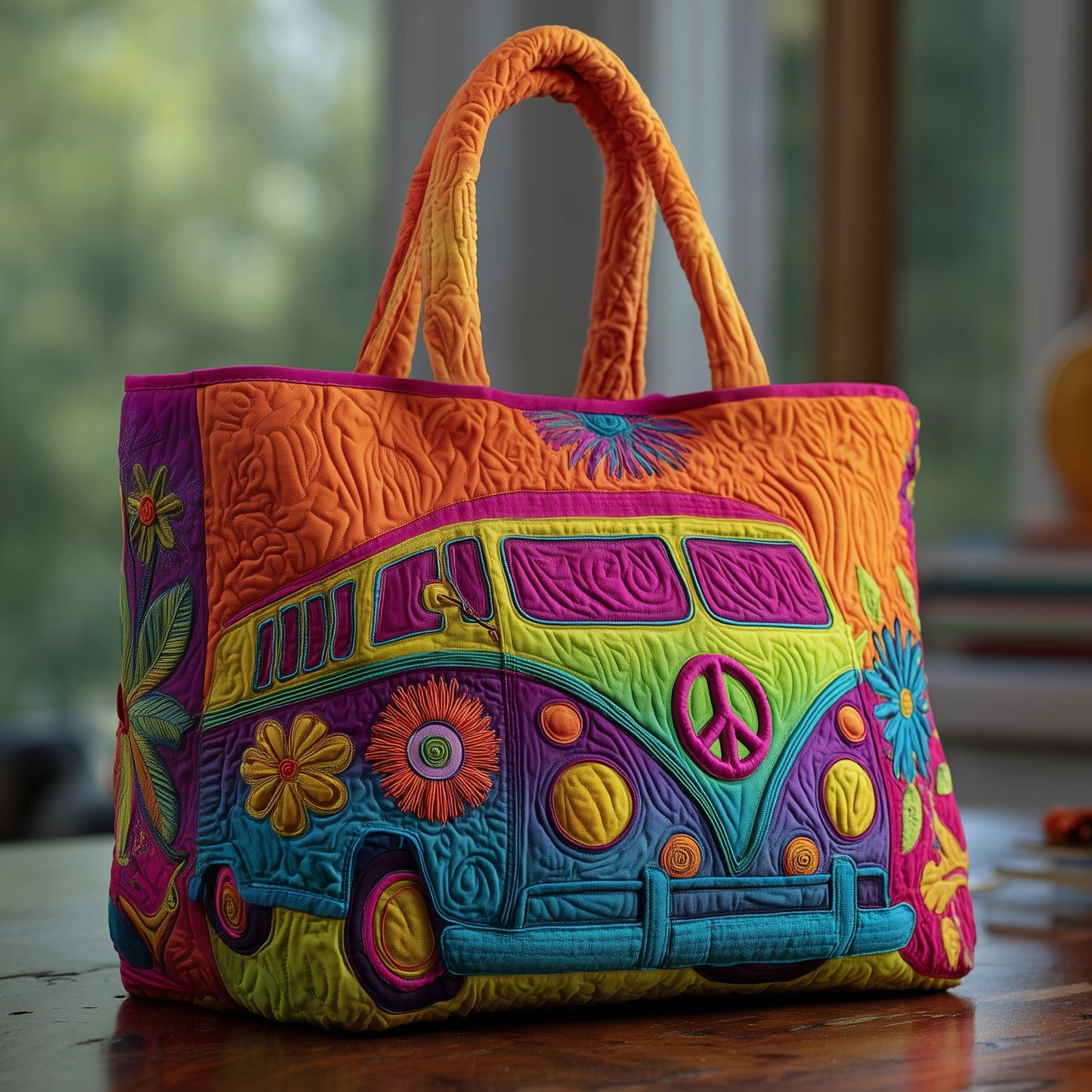 Hippie Van Quilted Tote Bag GFTOTG165