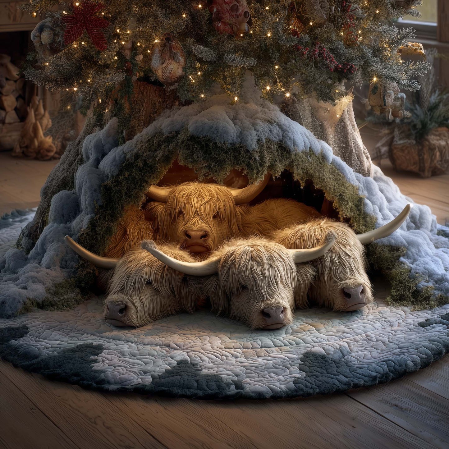 Highland Cow Quilted Tree Skirt GFTOTG1652