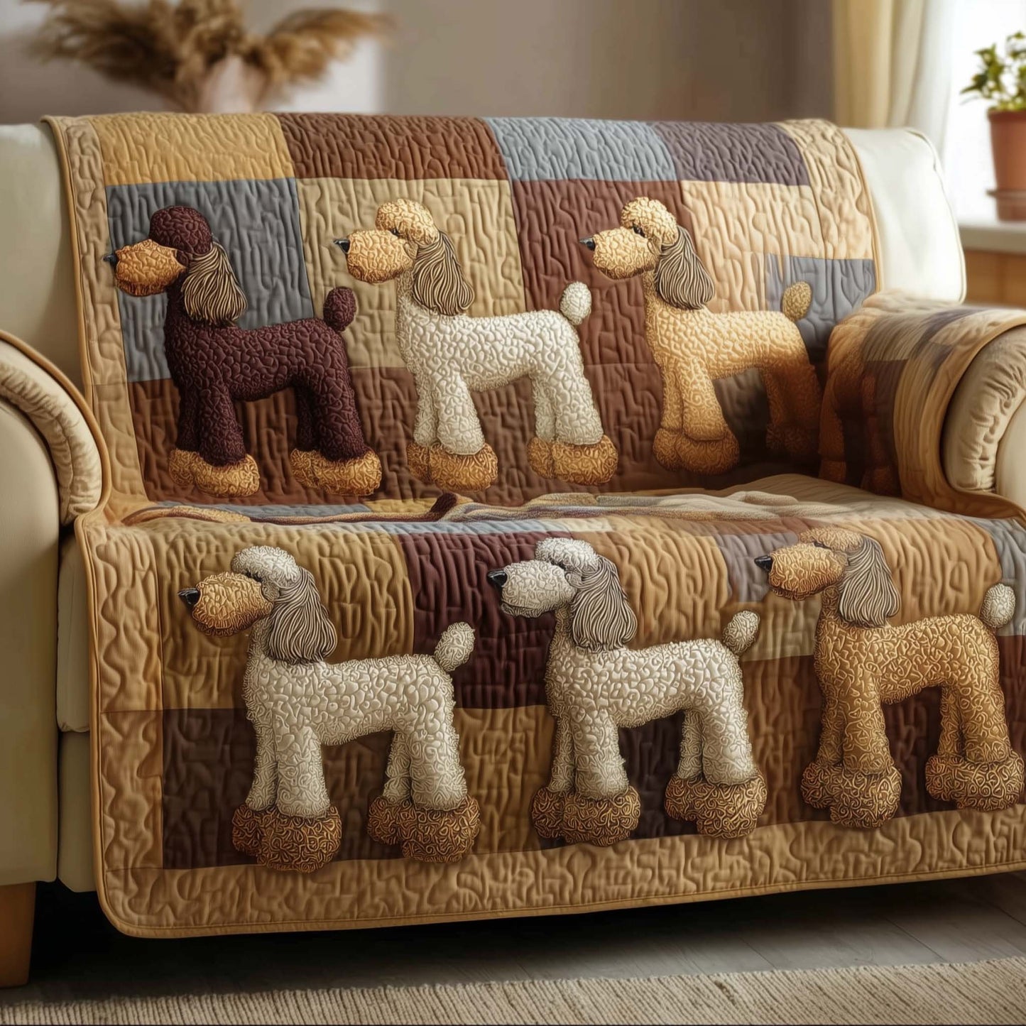 Adorable Poodle Quilted Sofa Cover GFTOTG1656