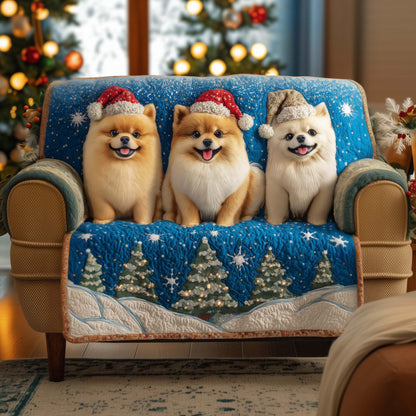 Jolly Pomeranian Quilted Sofa Cover GFTOTG1664
