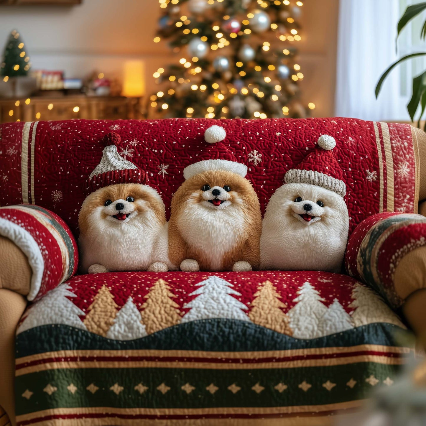 Jolly Pomeranian Quilted Sofa Cover GFTOTG1666