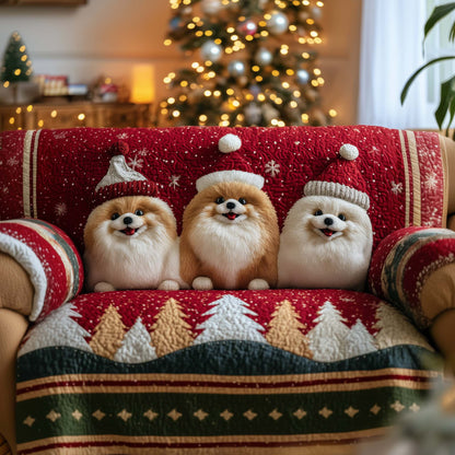 Jolly Pomeranian Quilted Sofa Cover GFTOTG1666