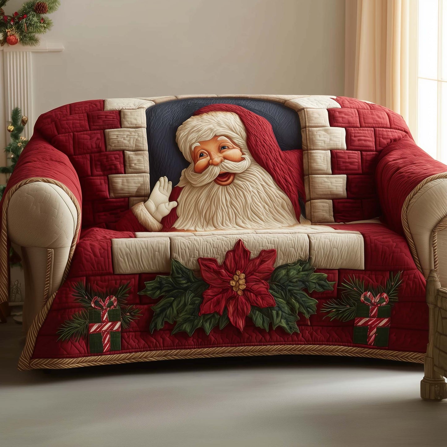 Jolly Santa Quilted Sofa Cover GFTOTG1723