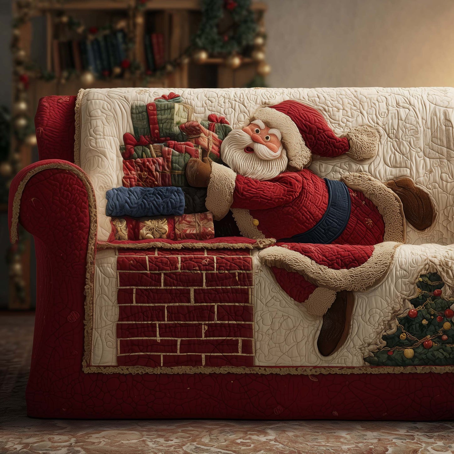 Jolly Santa Quilted Sofa Cover GFTOTG1726