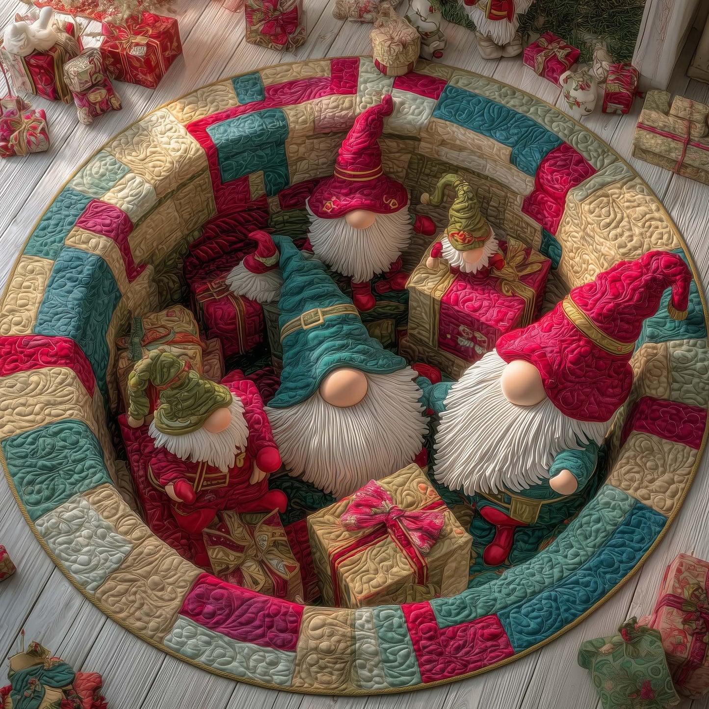 Holiday Gift Chaos Quilted Round Mat GFTOTG1734