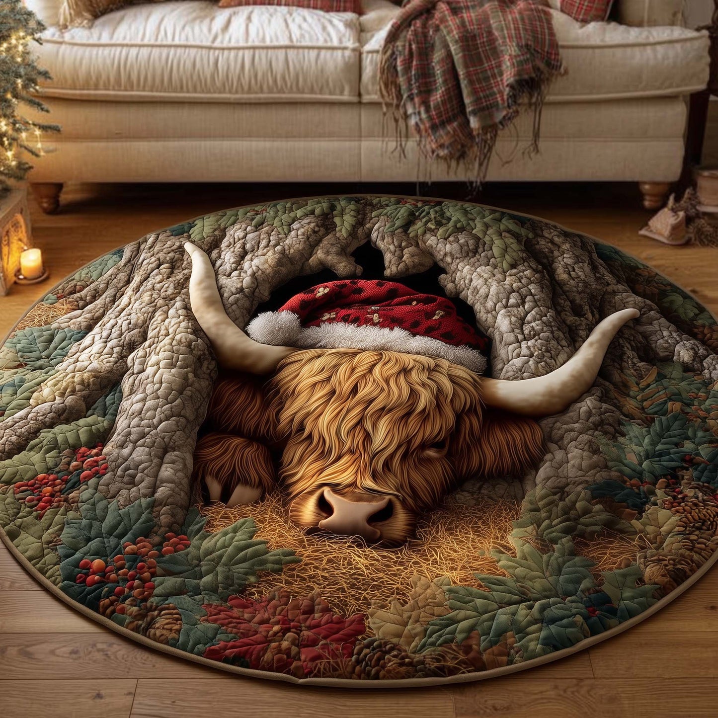 Holiday Farmstead Quilted Round Mat GFTOTG1746
