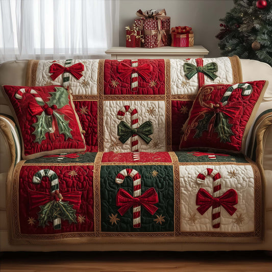 Candy Cane Quilted Sofa Cover GFTOTG1752