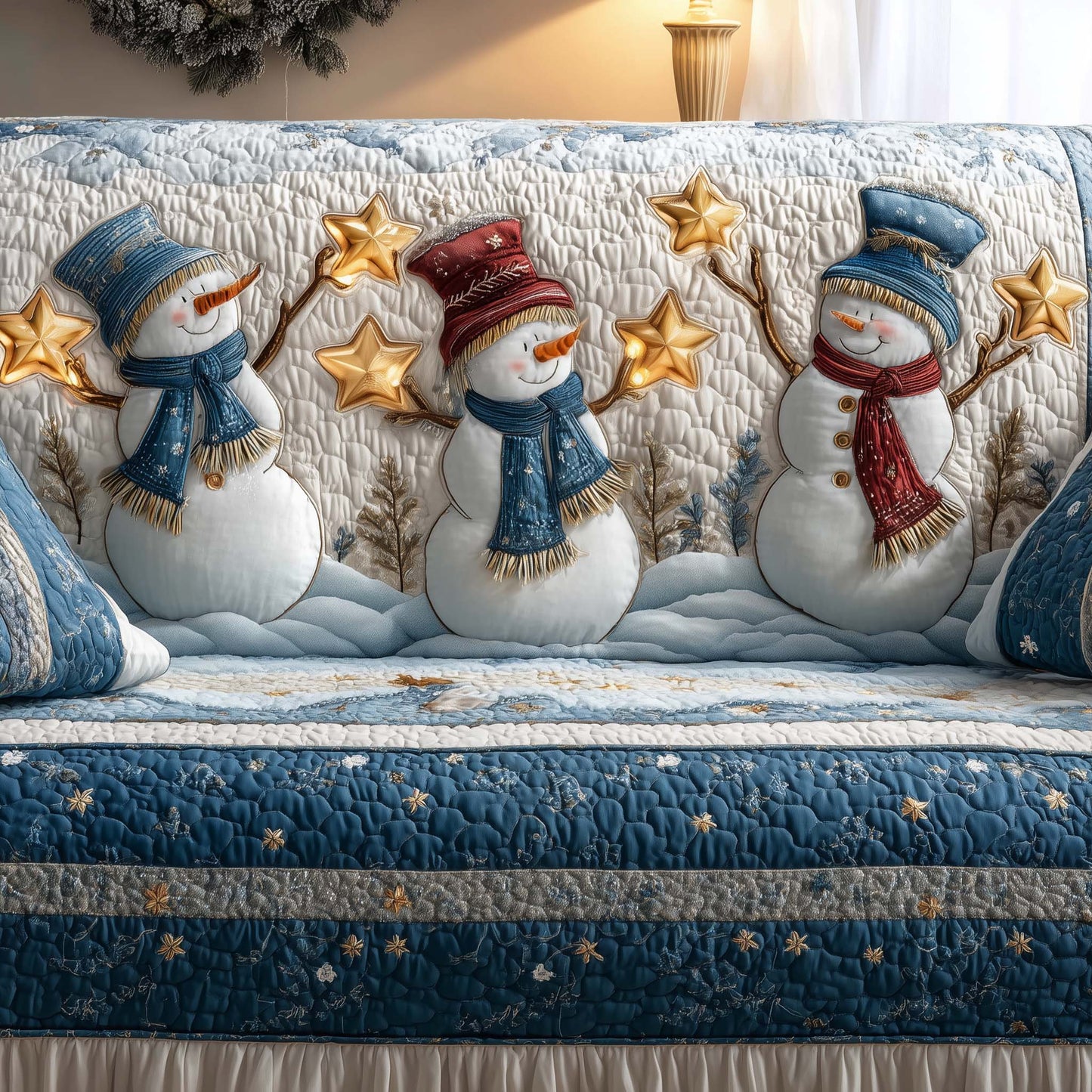 Jolly Snowman Quilted Sofa Cover GFTOTG1756