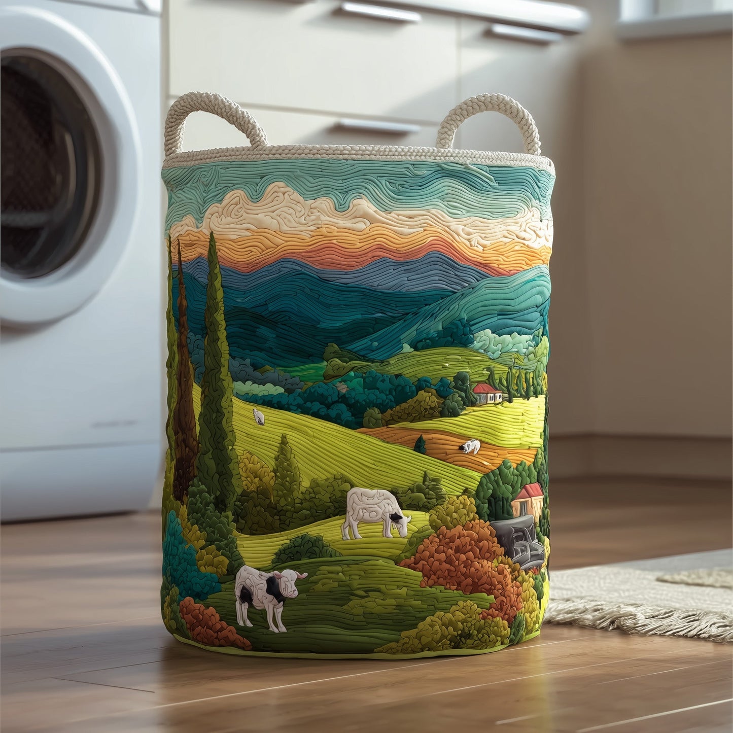 Farmlife Quilted Laundry Basket GFTOTG176