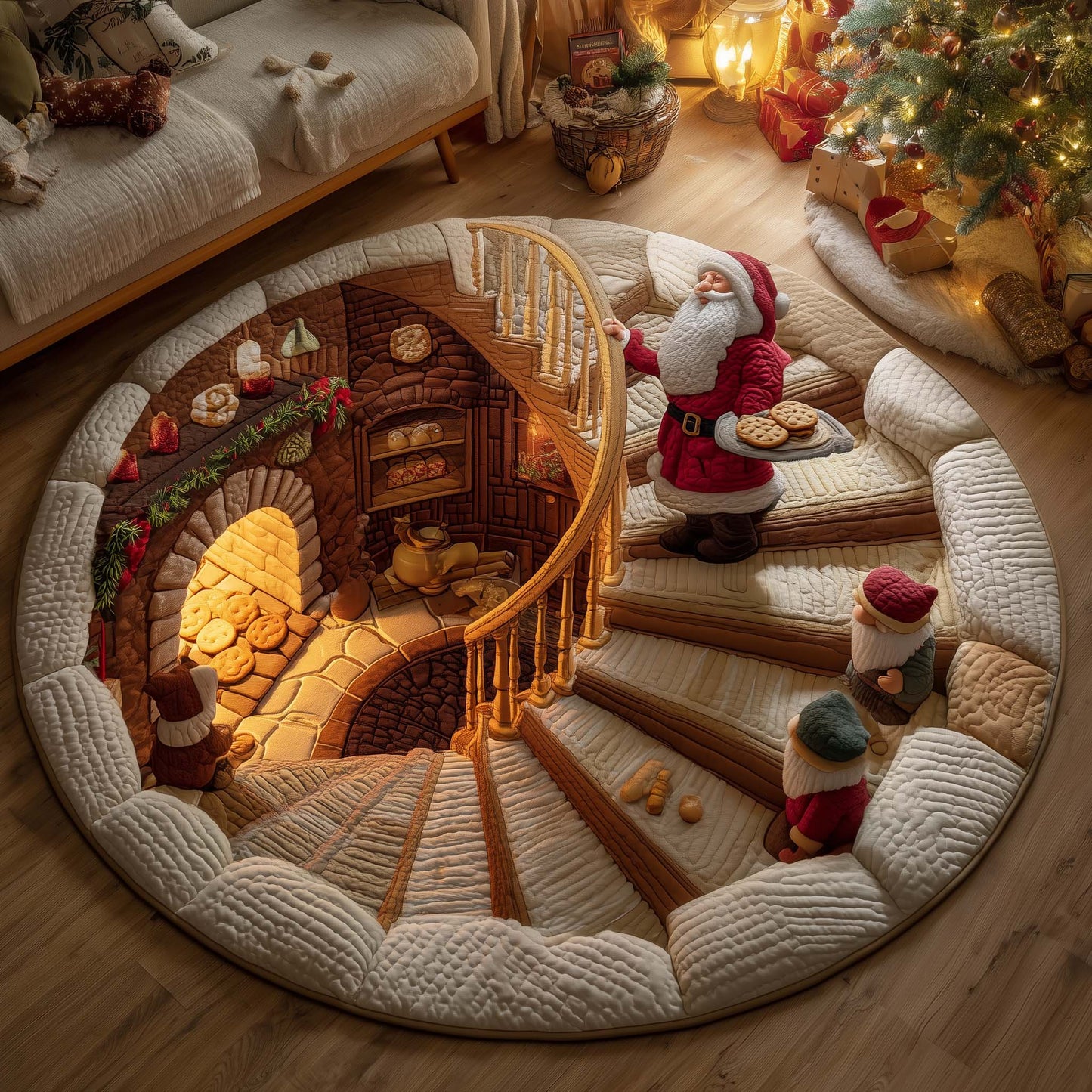 Santa Bakery Quilted Round Mat GFTOTG1826