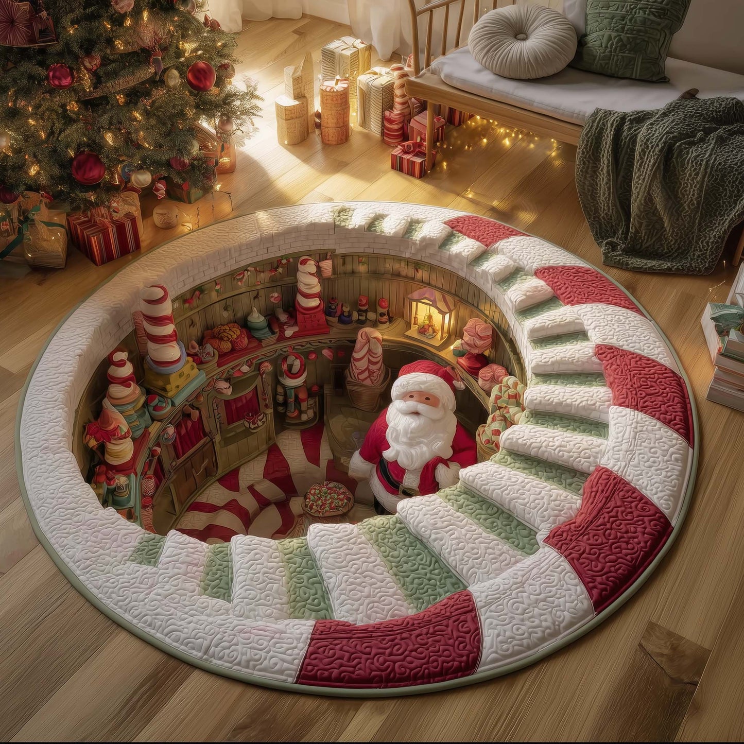 Peppermint Factory Quilted Round Mat GFTOTG1829