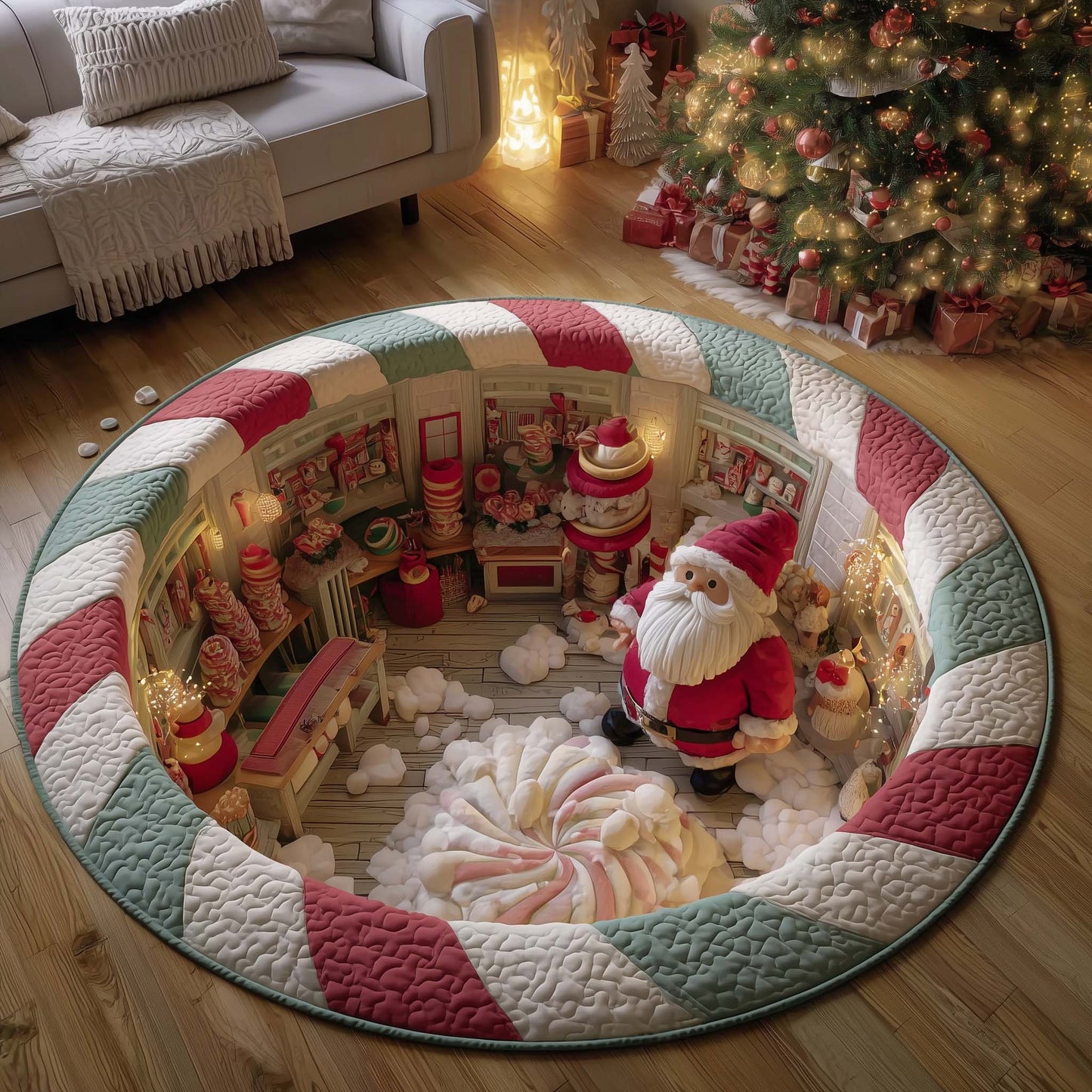 Peppermint Factory Quilted Round Mat GFTOTG1830