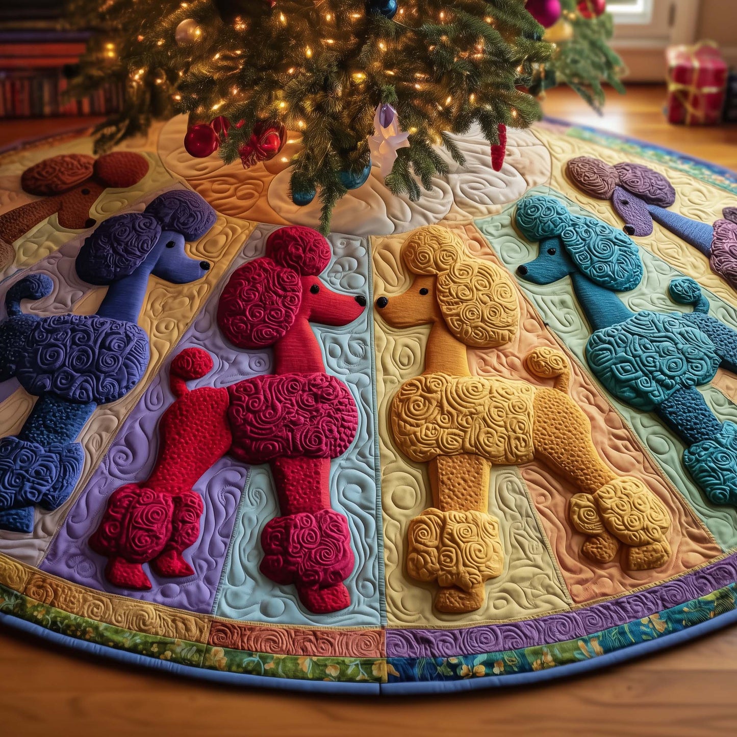 Whimsical Poodle Quilted Tree Skirt GFTOTG1843