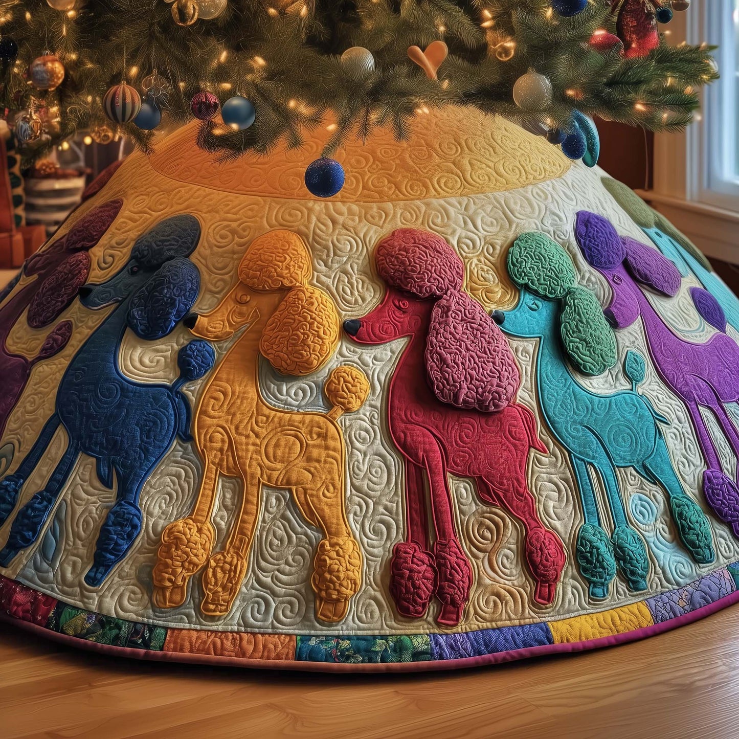 Whimsical Poodle Quilted Tree Skirt GFTOTG1846