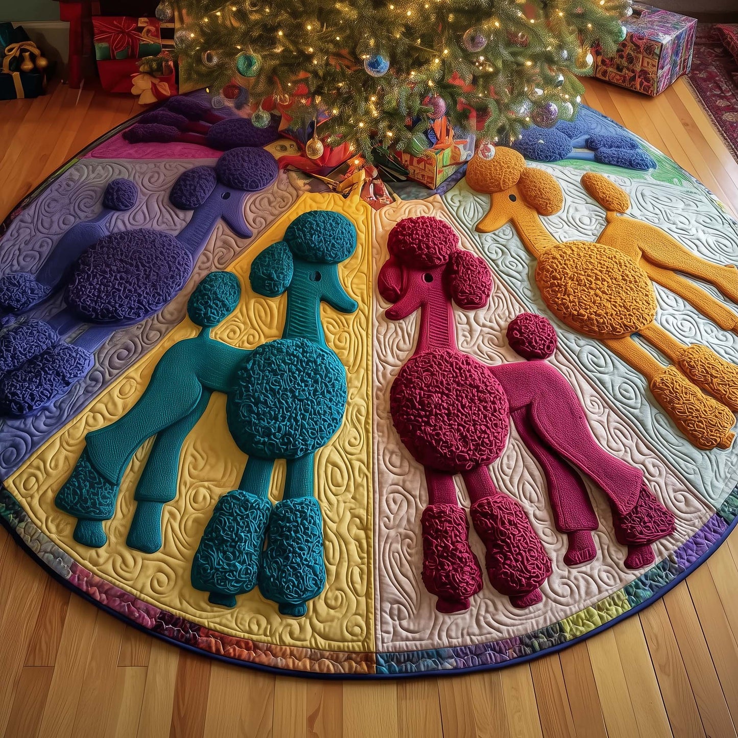 Whimsical Poodle Quilted Tree Skirt GFTOTG1847