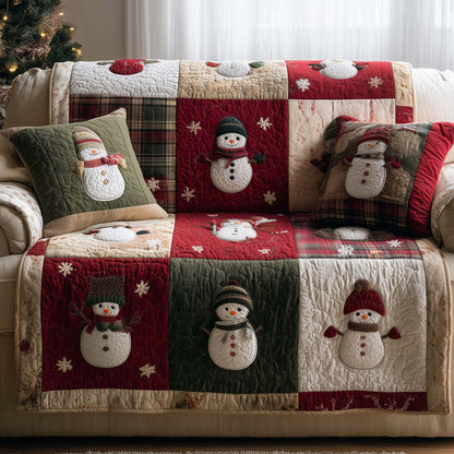 Festive Snowmen Quilted Sofa Cover GFTOTG1855