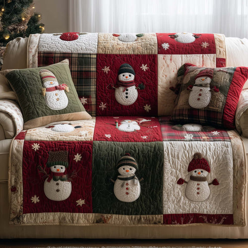 Festive Snowmen Quilted Sofa Cover GFTOTG1855