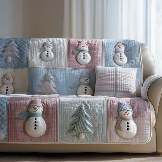 Festive Snowmen Quilted Sofa Cover GFTOTG1856