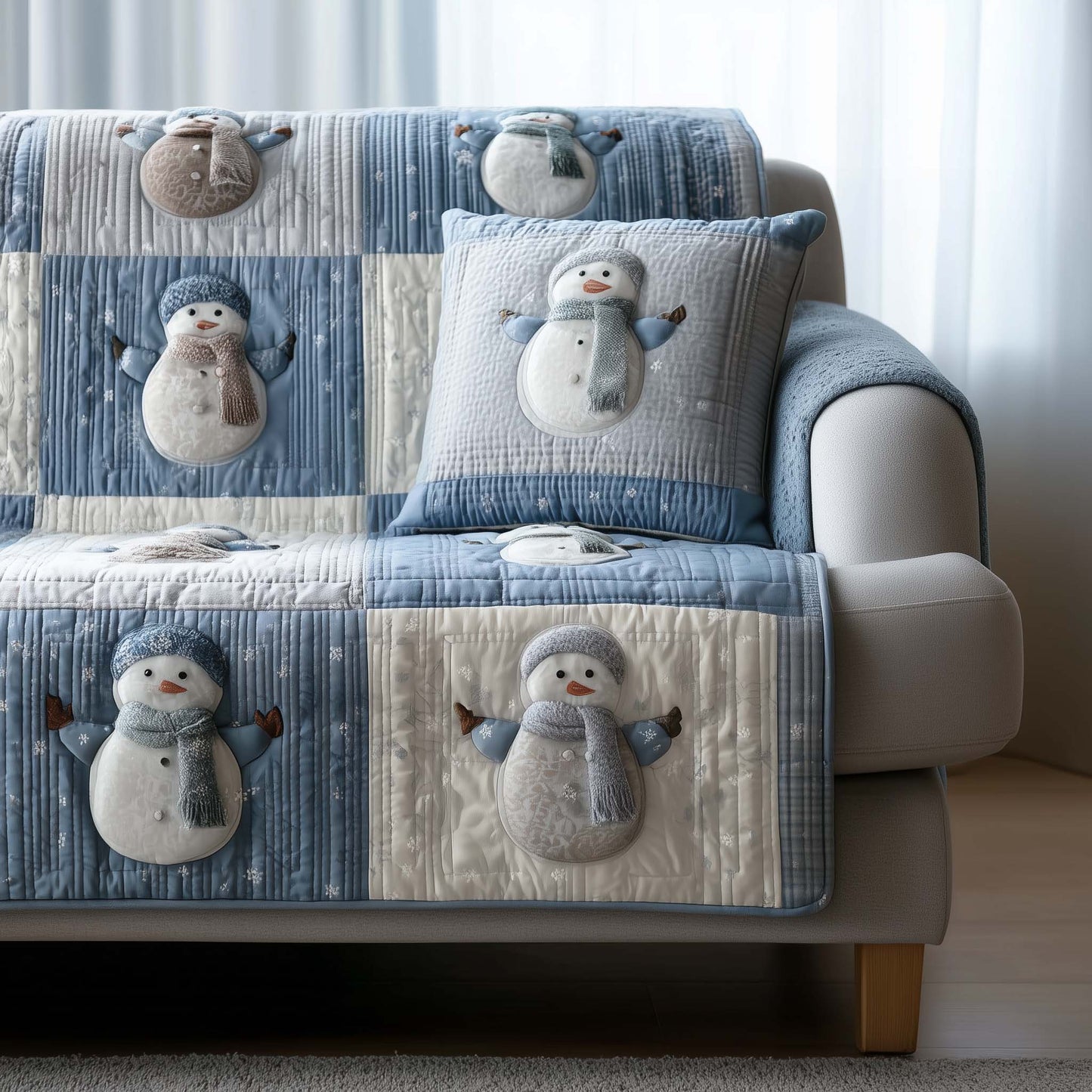 Festive Snowmen Quilted Sofa Cover GFTOTG1857