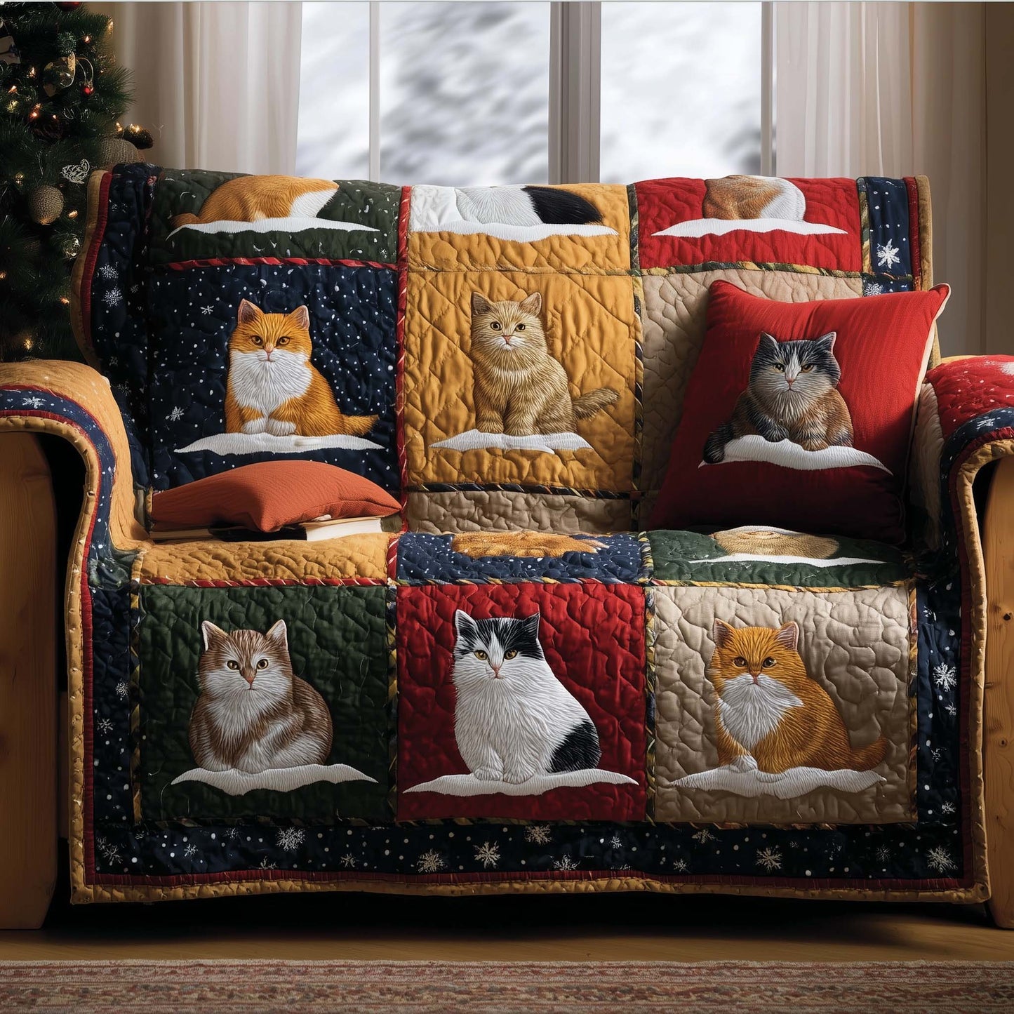 Whimsical Cats Quilted Sofa Cover GFTOTG1865
