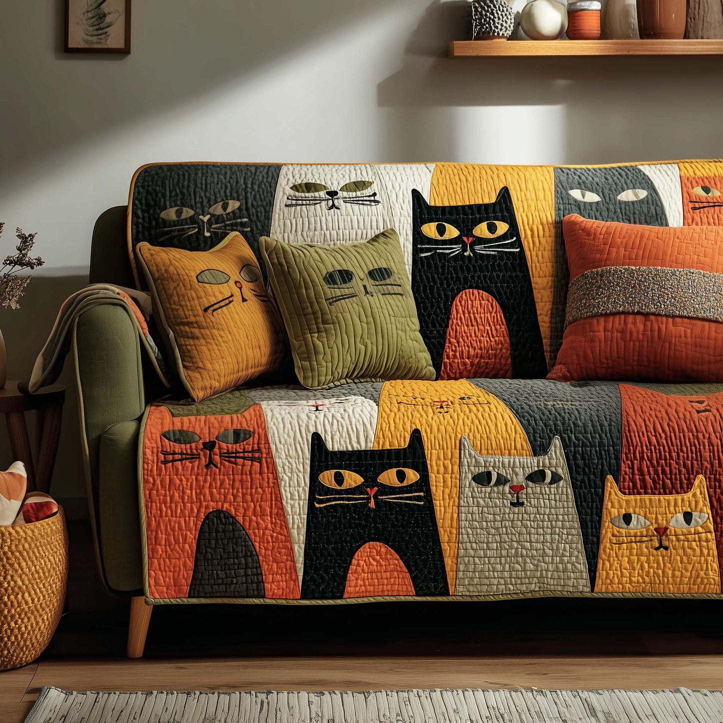 Whimsical Cats Quilted Sofa Cover GFTOTG1866