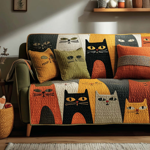 Whimsical Cats Quilted Sofa Cover GFTOTG1866