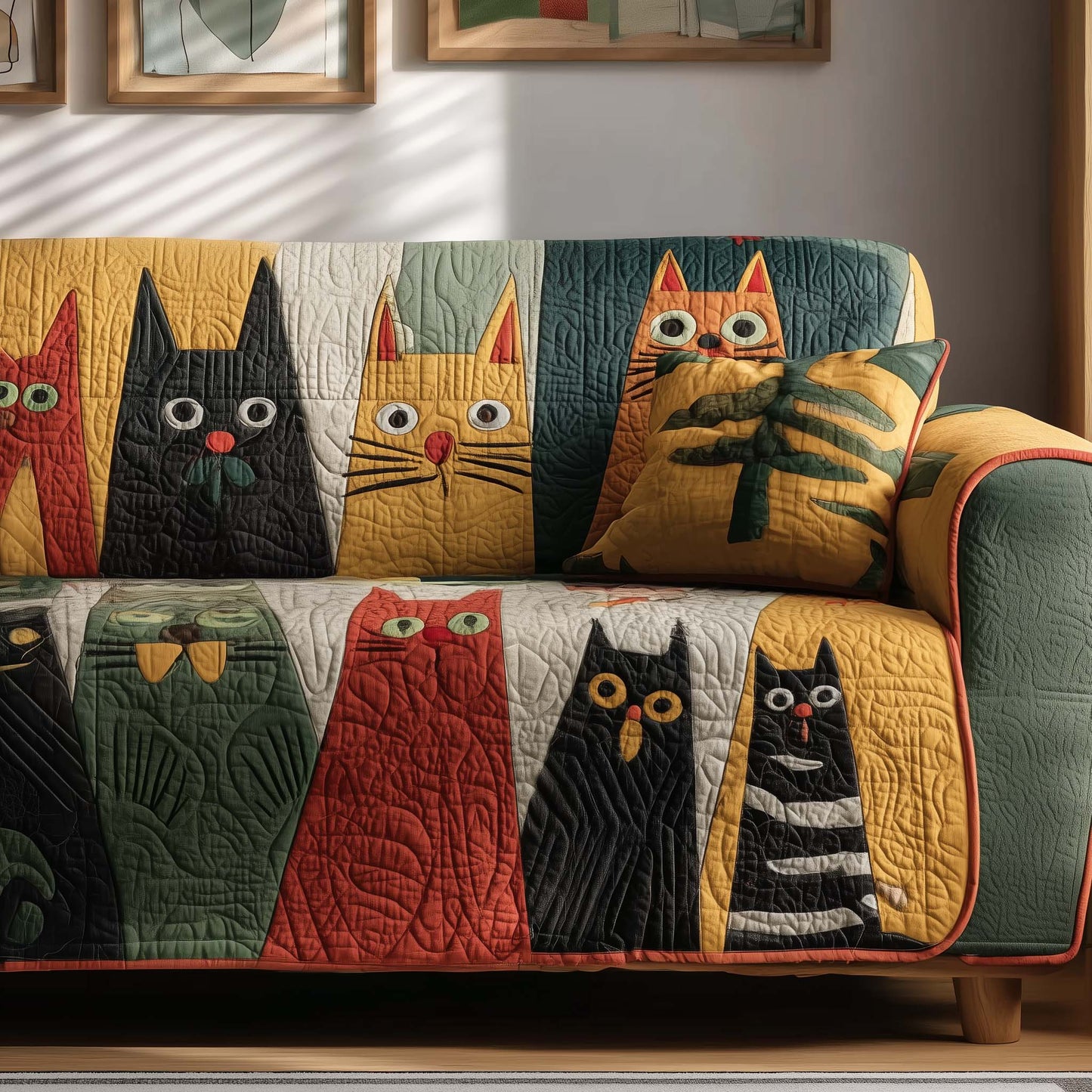 Whimsical Cats Quilted Sofa Cover GFTOTG1867
