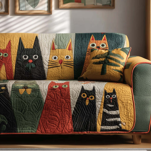 Whimsical Cats Quilted Sofa Cover GFTOTG1867