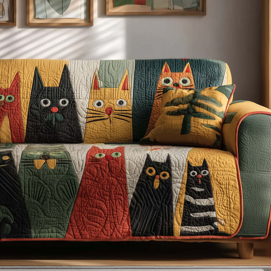 Whimsical Cats Quilted Sofa Cover GFTOTG1867